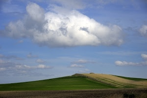 nuvole, cielo, verde, collina, paesaggio, bianco, campi, prato, campagna, panorama, terra, prati, agricoltura, azzurro, colline, giallo, nuvola, coltivazioni