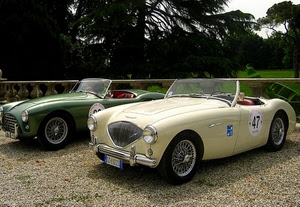 auto, verde, automobili, numeri, epoca, ghiaia, alberi, targa, spider, antiche, macchine, numero, due