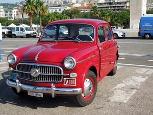 rossa, automobile, strada, rosso, auto, parcheggio, antica, millecento, fiat, polizia, epoca