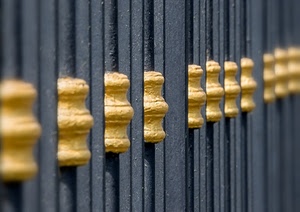 oro, cancello, grigio, ferro, giallo, metallo, inferriata, sfocato, ringhiera, dorato, sbarre