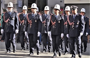 vigili, caschi, guanti, bianco, uniformi, divisa, uomini, uniforme, cappelli, urbani, scarpe, divise, marcia, cordoni