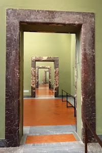 marmo, prospettiva, porte, verde, arancione, cornici, stanze, museo, bordo, bordi, pavimento, interno, muri