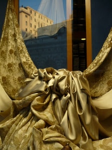 riflesso, oro, vetrina, stoffa, tessuto, finestra, vetro, drappeggio, stoffe