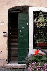 fiori, piante, uscio, verde, porta, portone, finestra, numero, vasi, scala, grata, rosso, scale, citofono, campanello, gradino, legno, rosa, casa, undici, ante