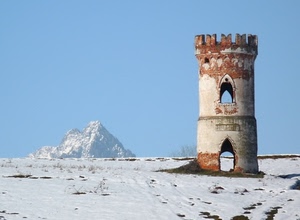neve, torre, inverno, cielo, montagna, merli, solitario, finestra, bianco