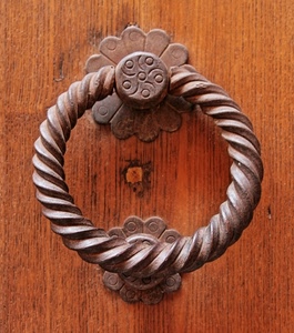 legno, porta, batacchio, cerchio, ferro, metallo, maniglia, battiporta