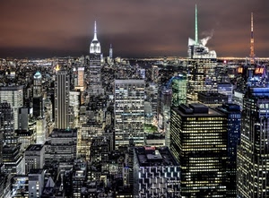grattacieli, città, luci, notturno, panorama, cielo, finestre, notte, antenne, torri, skyline, metropoli, palazzi
