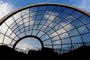 cielo, nuvole, arco, silhouette, geometrie, cupola, archi, vetrate, geometria