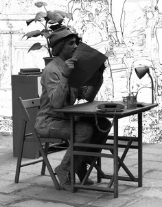 telefono, tavolo, bianconero, lampada, sedia, leggere, strada, lettura, mimo, tavolino, persona, artista