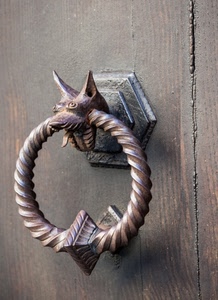 porta, batacchio, legno, ferro, metallo, battiporta, animale, cane, battente, cerchio, portone