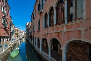 canale, venezia, colonne, barche, archi, finestre, barca, acqua, palazzi