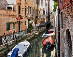 acqua, canale, barche, venezia, ponte, ringhiera, motoscafi, barca