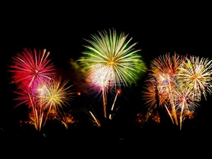 fuochi, artificio, colori, nero, rosso, notte, festa, verde, cielo, multicolore, artificiali, luci, notturno