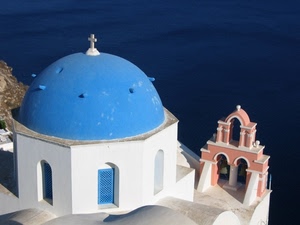 cupola, azzurro, bianco, mare, croce, chiesa, blu, campane, campanile