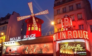 mulino, rosso, parigi, pale, luci, insegna, teatro, notturno, insegne