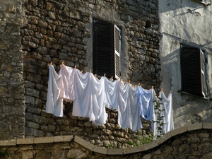 panni, finestre, mollette, casa, pietra, finestra, stesi, muro
