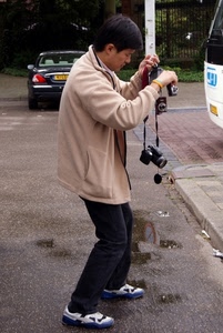 fotografo, uomo, giacca, macchine, scarpe, fotocamere, strada, auto, cinese