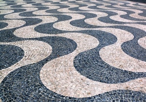 onde, curve, pavimento, selciato, strada, bianco, nero, blu, mosaico, piazza, bianconero, bicolore