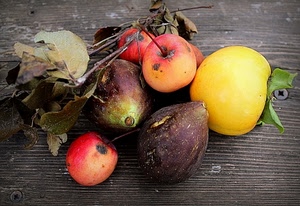 giallo, frutta, foglie, rosso, fichi, caco, mele, legno, cibo, verde, frutti, vite, colori, autunno, diospero
