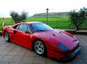 ferrari, rosso, automobile, lampione, alberi, rossa, ruote, olivi, prato, macchina, auto