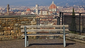 panchina, firenze, panorama, cupola, campanile, cupole, città