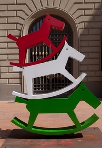 verde, rosso, dondolo, bianco, cavalli, tricolore, portone, arco, porta, tre, giocattolo