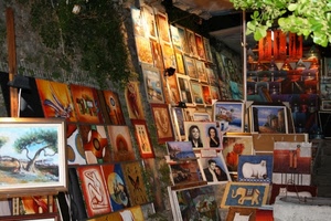 quadri, esposizione, ritratti, colori, verde, cornici, foglie, dipinti, bottega, animali, tele, luci, mostra, paesaggi