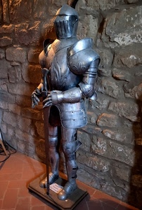 armatura, spada, elmo, ferro, medioevo, pietra, corazza, muro, metallo, museo, mattoni