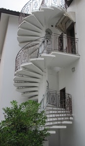 gradini, chiocciola, scale, bianco, spirale, ringhiera, scala, albero