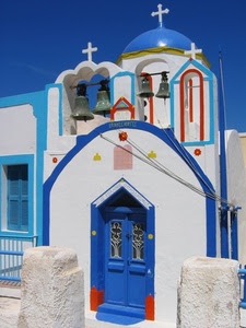 croci, chiesa, bianco, campane, porta, blu, grecia, azzurro, cupola
