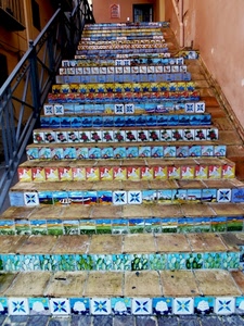 colori, ringhiera, scala, scale, gradini, piastrelle, scalinata, maioliche, scalini, mattonelle