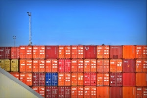 cielo, azzurro, rosso, container, colori, quadrati, arancione, scritte, blu, merci, geometrie, containers, palo, bianco, pali, fari, arancio, lampioni