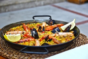 riso, cibo, limone, paella, cozze, padella, gamberi, pesce