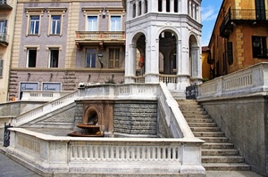 fontana, finestre, scale, archi, palazzi, gradini, scala, balaustra, scalinata, balcone