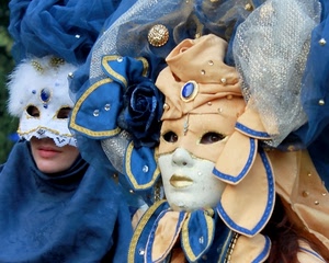 carnevale, blu, maschere, oro, occhi, azzurro, viso, due, maschera