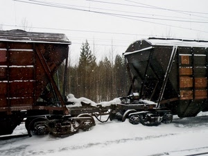 vagoni, neve, inverno, treno, merci, bianco, rotaie, stazione, ferrovia